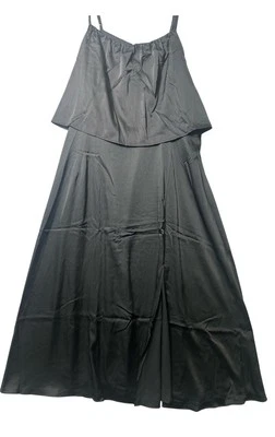 XL Venus Negro Minimalista Elegante Largo Maxi Vestido/Vestido Formal Correas Ajustables B4 Foto 1 de 4