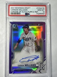2021 Bowman Draft Carson Williams Cromo Auto Viola Rifrattore 139/250 PSA 10 - Foto 1 di 2