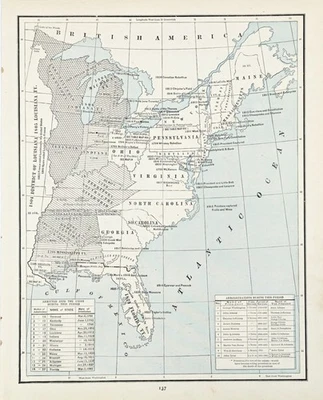 1887  UNITED STATES -  Map ORIGINAL  LAND CESSIONS - WARS - FLORIDA TERRITORY - Image 1 of 3