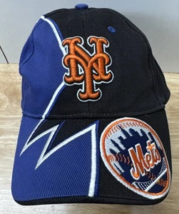 New York Mets MLB Baseball Strapback Mütze Kappe schwarz, blau & orange Patch Baumwolle - Bild 1 von 13
