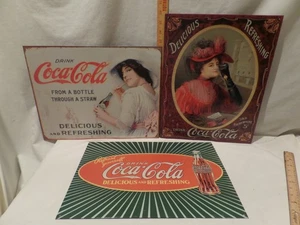 Carteles publicitarios metálicos "Coca-Cola"--lote de 3 - vintage años 90 - Imagen 1 de 11