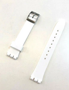SWATCH Damenuhr Ersatzarmband Silikon 17mm WEISS Schnalle STAHL - Bild 1 von 5