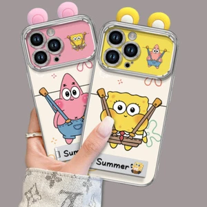 Funda de Teléfono Linda Patrón de Dibujos Animados Rosa/Amarillo con Soporte Soporte iPhone 16 - Imagen 1 de 7