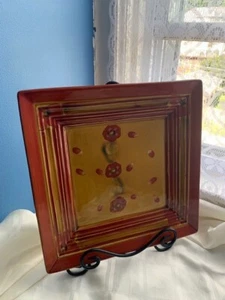 Vintage Red Poppies 12 3/8 Square Chop/Veg Platter by Nanette Vacher - Picture 1 of 5
