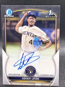 2023 Bowman Chrome Auto Autograph ABNER URIBE BREWERS - Picture 1 of 2