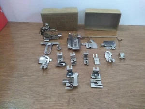 Vintage Great Sewing Machine Attachments 16 Pieces With Box - Picture 1 of 12