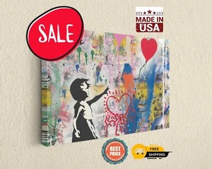 Canvas Print of Hopeful Banksy-Inspired Colorful Street Graffiti Art - Picture 1 of 7