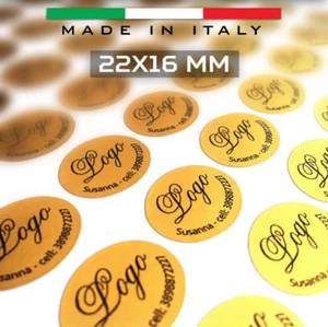 120 ETICHETTE ADESIVE PERSONALIZZATE BOLLINI CHIUDI BUSTA PACCO DORATI 22X16 MM - Foto 1 di 3