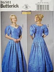 Butterick Pattern B6501 Making History Costume Dress & Chemisette Size 6~14 New - Picture 1 of 6