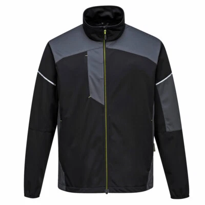 PW3 FLEX SHELL JACKET BREATHABLE WINDPROOF AND WATER RESISTANT BLACK/GRAY T620 - Image 1 of 2