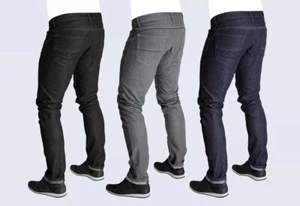 Pantalones de mezclilla elásticos de ciclismo Resolute Bay W30 L34 R. negros - rayas reflectantes - Imagen 1 de 7