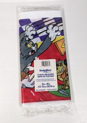 Vintage new 1997 Cartoon Network “Wacky Racing” Plastic Table Cover  54" x 96" - Image 1 of 4