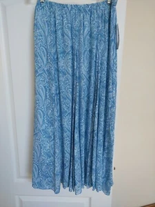 NWT-New Direction Womens Multi Blue Elastic Waist Flare A-Line Skirt Large - Picture 1 of 6