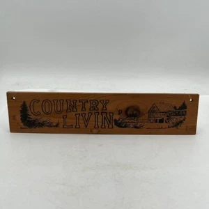 VTG Barn Wood Wall Sign Art Plaque Picture Folk Art Rural Country Livin' Farm - Picture 1 of 10