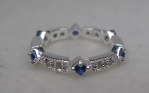 Sterling Silver 925 Ring With Blue & White Stones/Marked With CZ & CRP-Size 5.5 - Picture 1 of 10