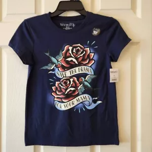 Women's Graphic Tee XS Blue "Save The Drama For Your Mama" by Wound Up - Picture 1 of 6