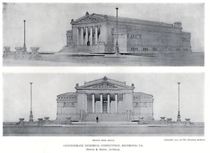1911 Antique Architectual Print Competition Confederate Memorial Richmond 2nd - Picture 1 of 2