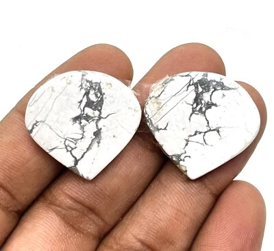 100 % Natural Amazing  Designer Howlite Pair Pear Shape Cabochon Loose Gemstone - Image 1 of 4