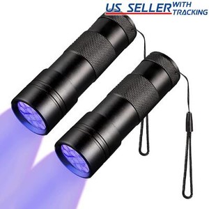 2pcs UV Flashlight Black Light 12 LED 395nm for Inspection Pet Urine Scorpions