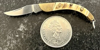 Raro Miniatura Catalana Llavero Cuchillo Plegable, Gran Cuerno de Carnero, Italia Foto 1 de 4