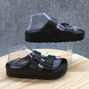 MIA Sandals Womens 7 Casual Comfort Slip On Platform Buckle Slide Black EVA - Picture 1 of 18