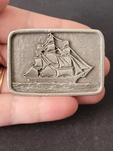 Vintage Blaisdell Pewter Ship Design Belt Buckle As Is - Picture 1 of 2