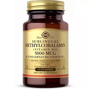 Solgar Methylcobalamin Vitamin B12, 5000 mcg, 30 Vegan Nuggets - Picture 1 of 5