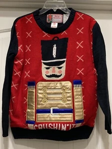 NWT LED Merry Christmas Sweater Soldier Embrodery Applique Ugly C Sweater SZ S - Picture 1 of 12