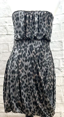 E-vie Skater Dress Size 18 Grey Animal Print Strapless Bandeau Dark Academia - Image 1 of 4