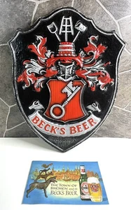Vintage Kunststoff Beck's Bier Schild Schild / 1958 Werbeheft Made in Germany - Bild 1 von 12