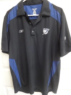 Vintage Reebok NHL Tampa Bay Lightning Hockey Sewn Logos Polo Shirt Men M - Image 1 of 4