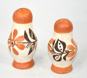 Acoma Pottery Salt & Pepper Shakers Floral Pre-1965 Polychrome 4" Pair Vtg NM - Picture 1 of 5