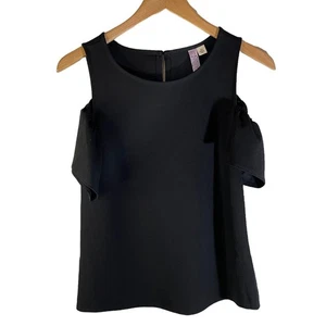Alya Francesca's Womens Cold Shoulder Blouse Top Black XS Cottagecore USA Made - Picture 1 of 9