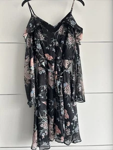 Lisps Flowered Cold Shoulder Mini Dress Size 12 - Picture 1 of 2