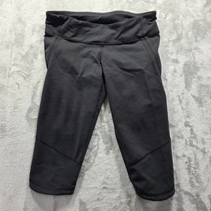 Lululemon Crop Pants Womens 8 Black Capris High Rise Yoga Athletic Pocket Logo - Picture 1 of 7
