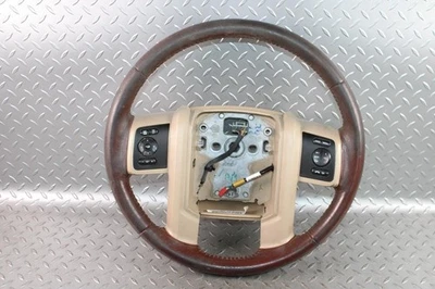 11-16 F350 Tan Brown Leather Woodgrain Driver Steering Wheel Controls Factory OE - Image 1 of 4