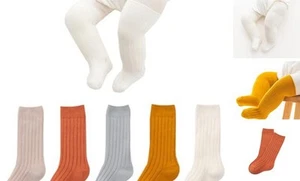 Baby Knee High Socks Newborn Infants Toddlers 0-6 Months 5pairs Solid Socks - Picture 1 of 8