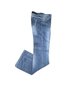 Rock & Roll Cowgirl Med Wash Embellished Stretch Low Rise Bootcut Jeans Sz 28X36 - Picture 1 of 12