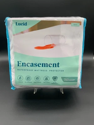 Protector de colchón impermeable carcasa lúcida ~ Queen ~ blanco ~ cierre de cremallera Foto 1 de 4