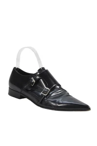 Dior Women's Pointed Toe Buckle Leather Oxford Shoes Black Sze 38 - Picture 1 of 8