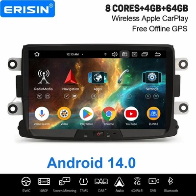 8" Android 14 DAB+ Autoradio 4+64GB Navi Dacia Logan Lodgy Duster Sandero Dokker - Bild 1 von 4