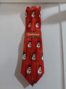 Schneemann Krawatte 100% Seide rot - Bild 1 von 3