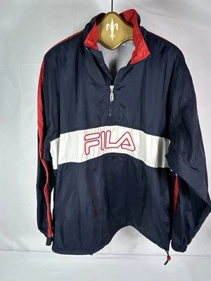 Vintage FILA Pullover Jacket Mens Large Navy Red White Half Zip Windbreaker. - Image 1 of 4