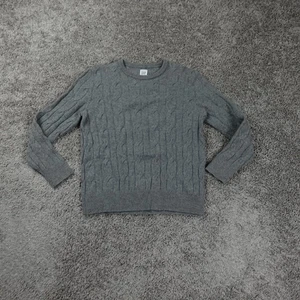 Vintage Gap Sweater Womens Medium Gray Fisherman Pullover Wool Ribbed Knit Y2K - Picture 1 of 9