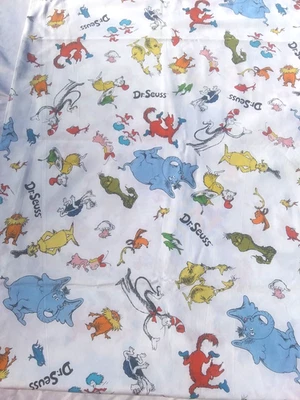 Celebrate Seuss Character Toss White Cotton Fabric~Horton~Grinch~1 + 2/3 Yards - Image 1 of 4