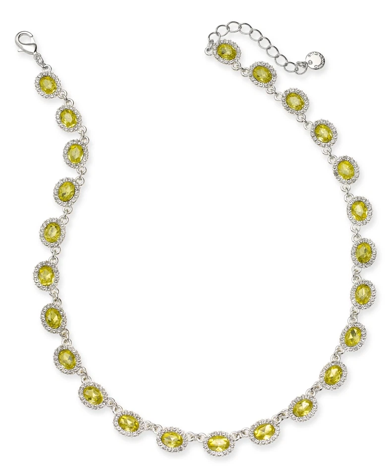 Charter Club Gold Tone Pave & Stone Collar Necklace Color Yellow N017