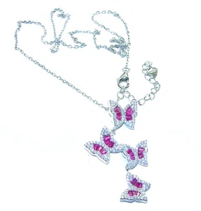 Four red Butterflies natural 7.5 carat Ruby .925 Sterling Silver handmade - Picture 1 of 5