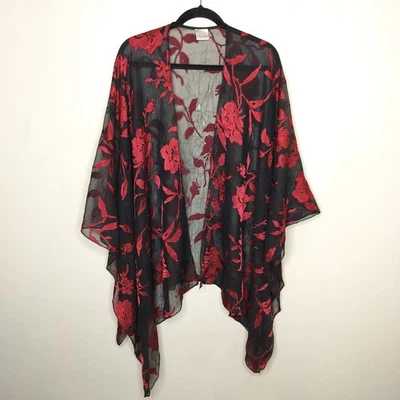 Кимоно L'Amour Style Ruana Wrap Один Размер Черное Красное Темное Romanctic Goth - Изображение 1 из 4