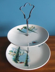 RARE DESIGN Vintage Crown Clarence LUCERNE 2 Tier Cake Stand - Picture 1 of 7