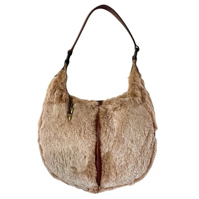 Authentic Longchamp Vintage Rabbit Fur Leather Hobo Shoulder Bag Made in France - Image 1 of 4